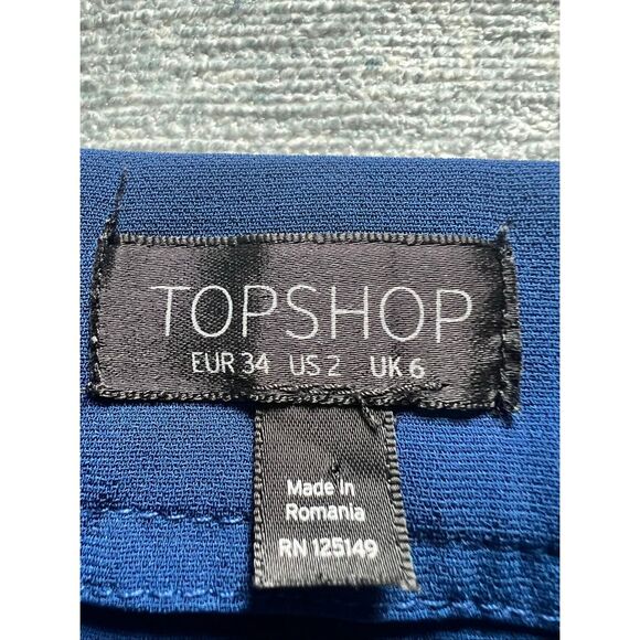 Topshop Navy Blue Off The Shoulder Shift Flutter Sleeve Dress Size 2 - Picture 6 of 9